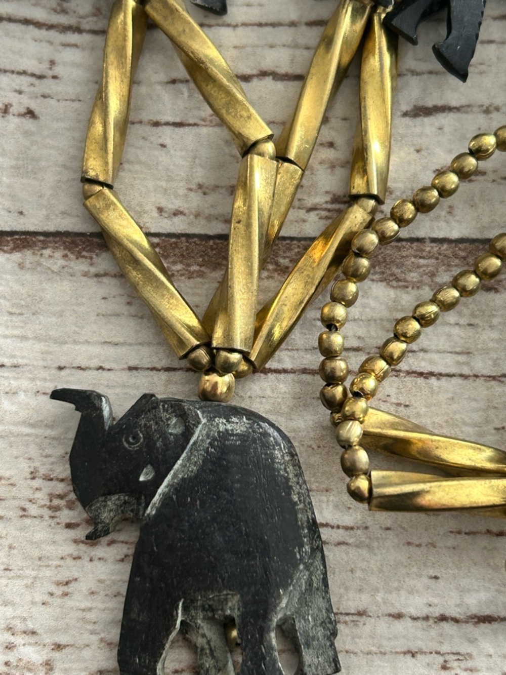 Handcrafted Black & Gold Elephant Pendant Necklace - Women Jewelry